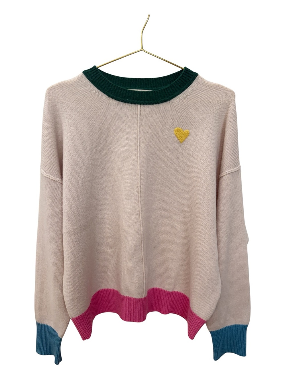 Kerri Rosenthal 100% Cashmere Colorblock Heart Sweater 💖  Size M
